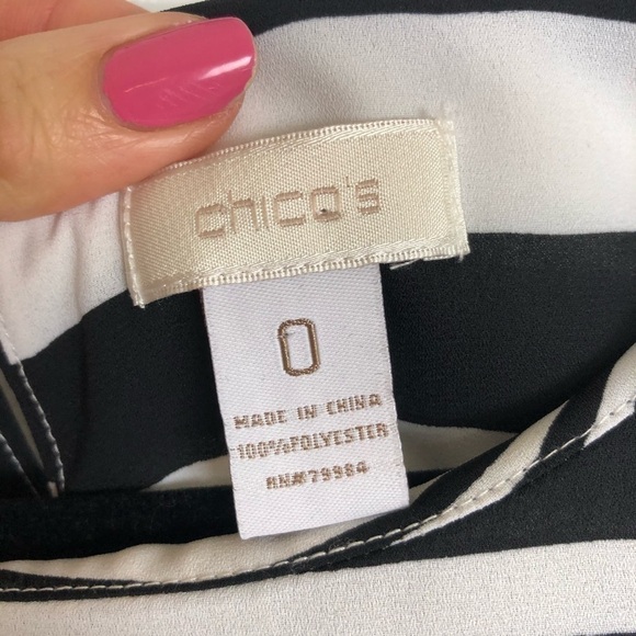 Chico’s Striped Black and White Blouse - Picture 3 of 8